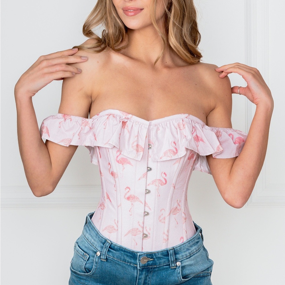 NWT- Pink Flamingo Corset Story Corset, UK 24 - Picture 3 of 14